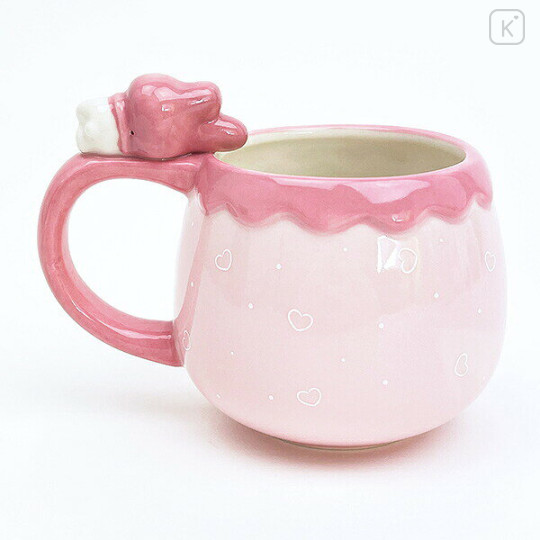 Japan Sanrio 3D Porcelain Mug with Nokkari Figure - My Melody : Light Pink - 2