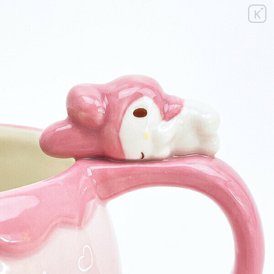 Japan Sanrio 3D Porcelain Mug with Nokkari Figure - My Melody : Light Pink - 3