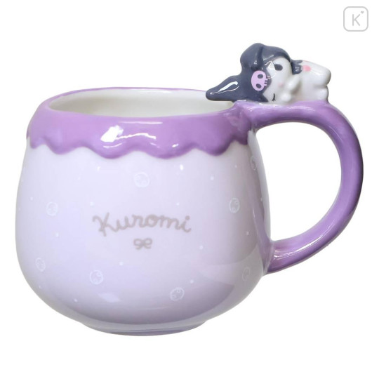 Japan Sanrio 3D Porcelain Mug with Nokkari Figure - Kuromi : Light Purle - 1