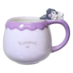 Japan Sanrio 3D Porcelain Mug with Nokkari Figure - Kuromi : Light Purle