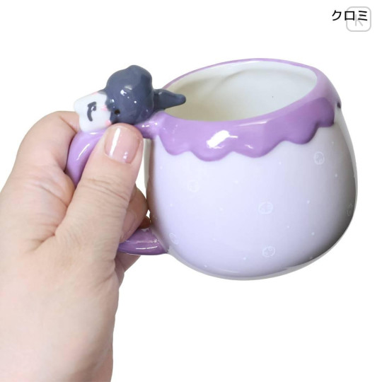 Japan Sanrio 3D Porcelain Mug with Nokkari Figure - Kuromi : Light Purle - 2