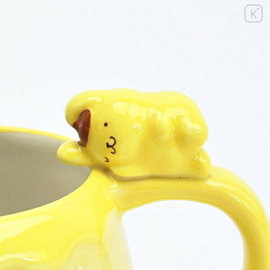 Japan Sanrio 3D Porcelain Mug with Nokkari Figure - Pompompurin : Light Yellow - 3