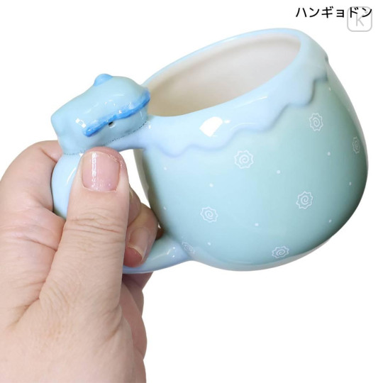 Japan Sanrio 3D Porcelain Mug with Nokkari Figure - Hangyodon : Light Blue - 2