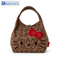 Japan Sanrio Rootote Deli V-Neck Tote Bag - Hello Kitty : Leo Brown - 1