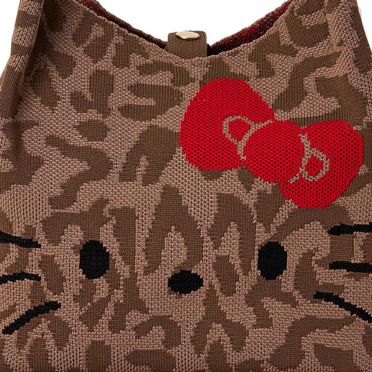 Japan Sanrio Rootote Deli V-Neck Tote Bag - Hello Kitty : Leo Brown - 4