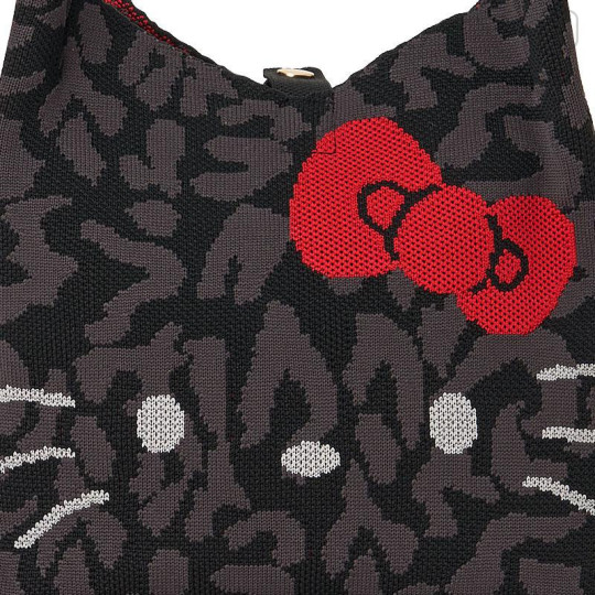 Japan Sanrio Rootote Deli V-Neck Tote Bag - Hello Kitty : Leo Black - 4