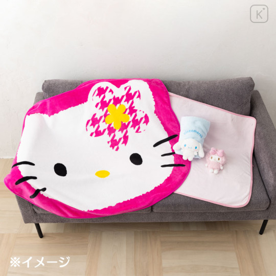 Japan Sanrio Original Face-Shaped Blanket - Hello Kitty : Pink - 3