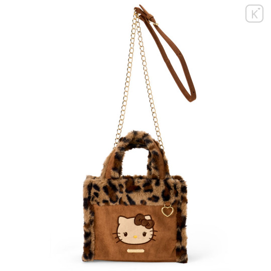 Japan Sanrio Original Square Boa 2-Way Bag - Hello Kitty : Brown - 1