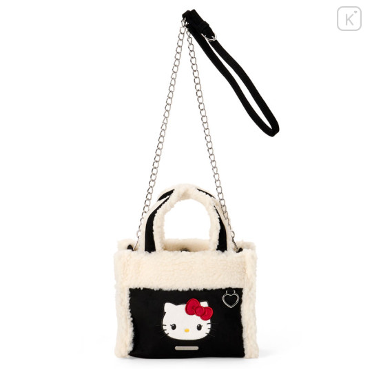 Japan Sanrio Original Square Boa 2-Way Bag - Hello Kitty : Black - 1