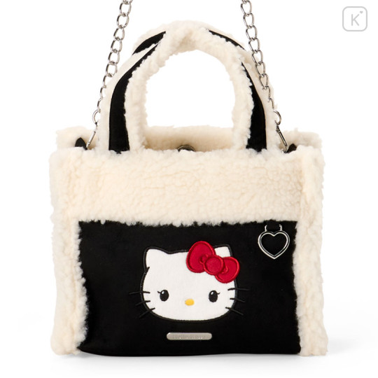 Japan Sanrio Original Square Boa 2-Way Bag - Hello Kitty : Black - 2