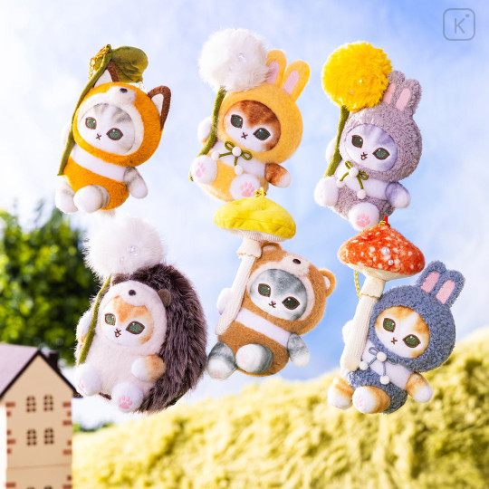 Japan Mofusand Fluffy Mascot Holder - Woodlands Hedgehog Cat and Cotton Fluff Flying - 2