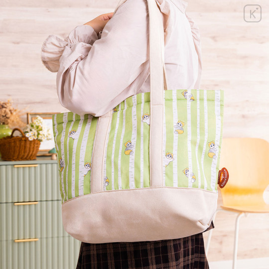 Japan Mofusand Large Tote Bag with Gusset - Woodlands Tree-Climbing Bear Cat - 2