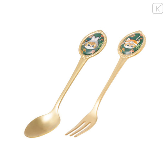 Japan Mofusand Teaspoon & Fork Set - Woodlands - 1