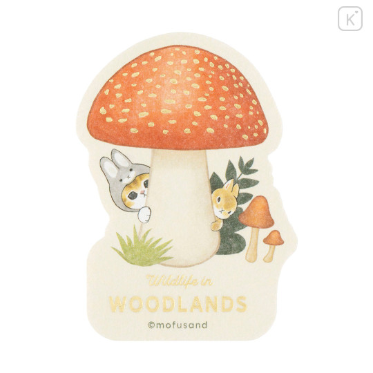 Japan Mofusand Foil Stamped Sticker - Woodlands Bunny Cat and Mushroom - 1