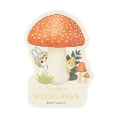 Japan Mofusand Foil Stamped Sticker - Woodlands Bunny Cat and Mushroom