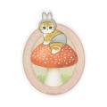 Japan Mofusand Foil Stamped Sticker - Woodlands Bunny cat riding a mushroom - 1