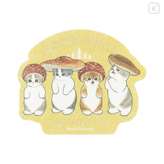 Japan Mofusand Foil Stamped Sticker - Woodlands Mushroom Cat - 1