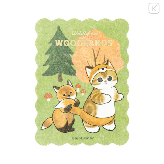 Japan Mofusand Foil Stamped Sticker - Woodlands Fox Cat in the Forest - 1