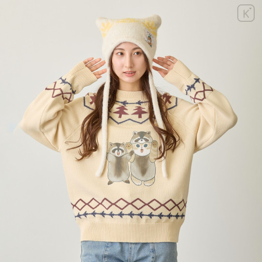 Japan Mofusand Sweater (M) - Woodlands Racoon Natural - 3