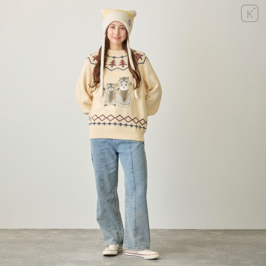 Japan Mofusand Sweater (L) - Woodlands Racoon Natural - 4