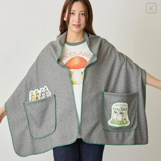 Japan Mofusand Blanket Stole - Woodlands Birds Gray - 4