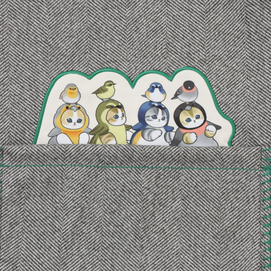 Japan Mofusand Blanket Stole - Woodlands Birds Gray - 6