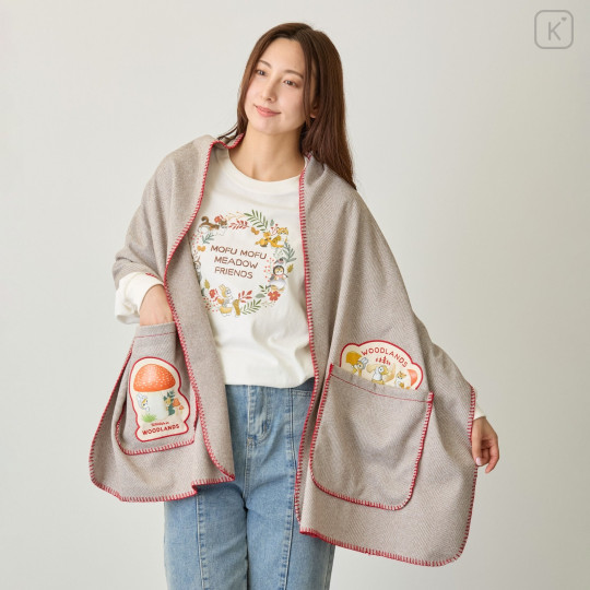 Japan Mofusand Blanket Stole - Woodlands Mushroom Beige - 3