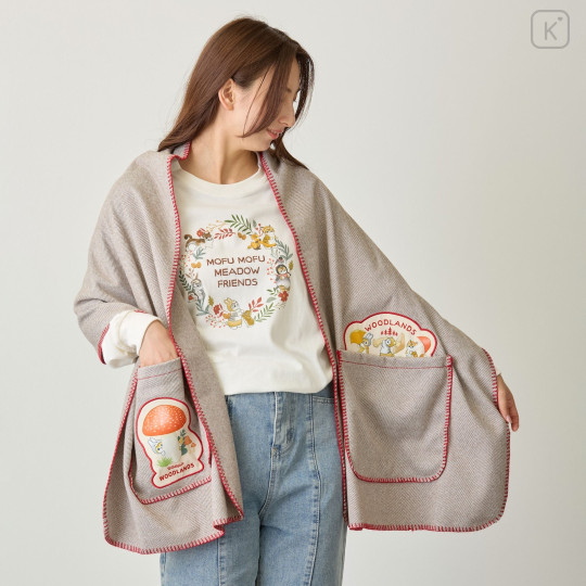 Japan Mofusand Blanket Stole - Woodlands Mushroom Beige - 4