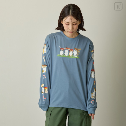 Japan Mofusand Long-Sleeve T-Shirt (L) - Woodlands Mushroom Sax Blue - 3