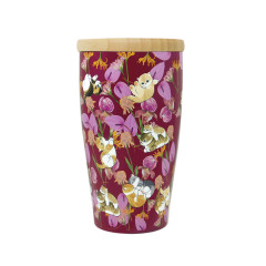 Japan Mofusand Hibiya Kadan Wooden Lid Stainless Steel Tumbler 350ml - Anthurium