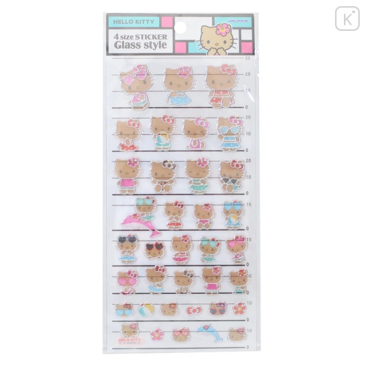 Japan Sanrio 4 Size Sticker Glass Style - Hello Kitty : Sunburn - 1