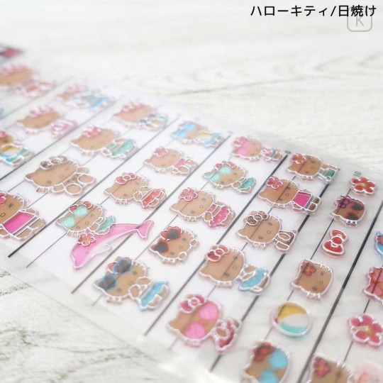 Japan Sanrio 4 Size Sticker Glass Style - Hello Kitty : Sunburn - 2