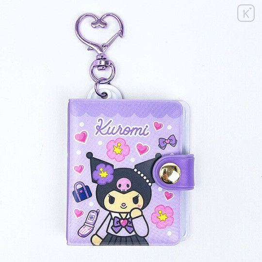 Japan Sanrio Mini Photo Album Keychain Card Case - Kuromi - 1