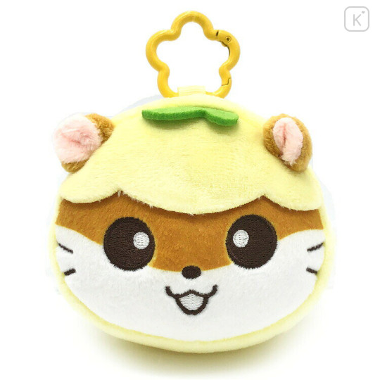 Japan Sanrio Face Pouch with Carabiner - Corocorokuririn : Yellow - 1