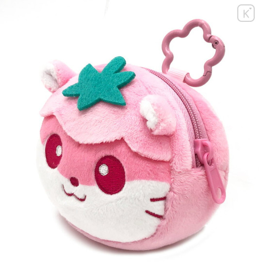 Japan Sanrio Face Pouch with Carabiner - Corocorokuririn : Pink - 2