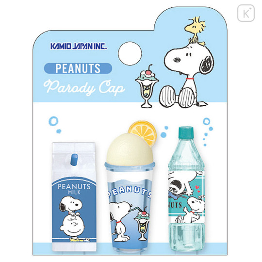 Japan Peanuts Parody Pencil Cap Set - Snoopy : Blue Drink - 1