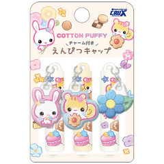 Japan Crux Cotton Puffy Charm Pencil Cap Set - Heisei Retro Fluffy Rabi-chan Flower Cafe