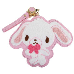 Japan Sanrio Pass Case Card Holder & Reel - Sugarbunnies : Embroidery Shirousa