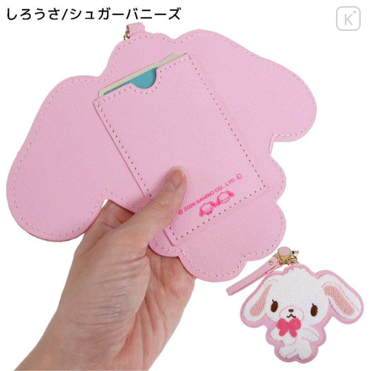Japan Sanrio Pass Case Card Holder & Reel - Sugarbunnies : Embroidery Shirousa - 2