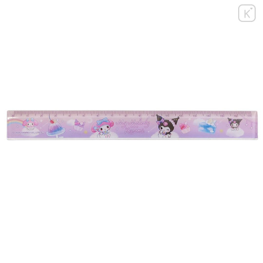 Japan Sanrio 17cm Ruler - Kuromi & My Melody : Starry Sweets Purple - 1