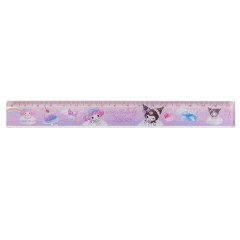 Japan Sanrio 17cm Ruler - Kuromi & My Melody : Starry Sweets Purple
