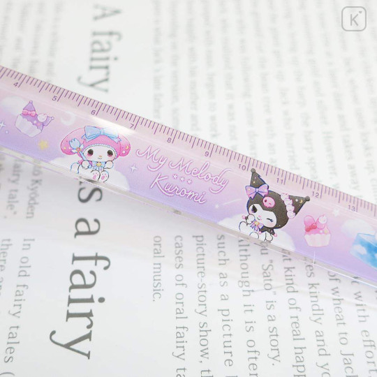 Japan Sanrio 17cm Ruler - Kuromi & My Melody : Starry Sweets Purple - 2