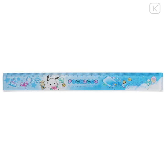 Japan Sanrio 17cm Ruler - Pochacco : Floating Amusement Park Blue - 1