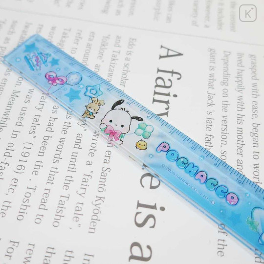 Japan Sanrio 17cm Ruler - Pochacco : Floating Amusement Park Blue - 2
