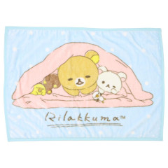 Japan San-X Flannel Lap Blanket - Rilakkuma : I've Warmed Up Your Bedding Sky Blue