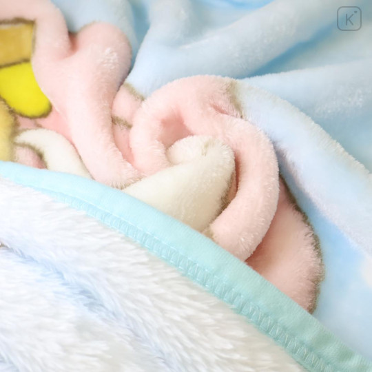 Japan San-X Flannel Lap Blanket - Rilakkuma : I've Warmed Up Your Bedding Sky Blue - 2