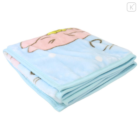 Japan San-X Flannel Lap Blanket - Rilakkuma : I've Warmed Up Your Bedding Sky Blue - 3