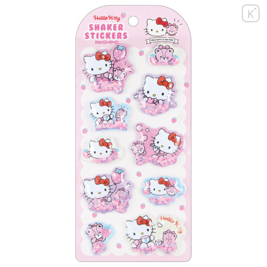 Japan Sanrio Shaker Stickers - Hello Kitty : Strawberry Pink - 1