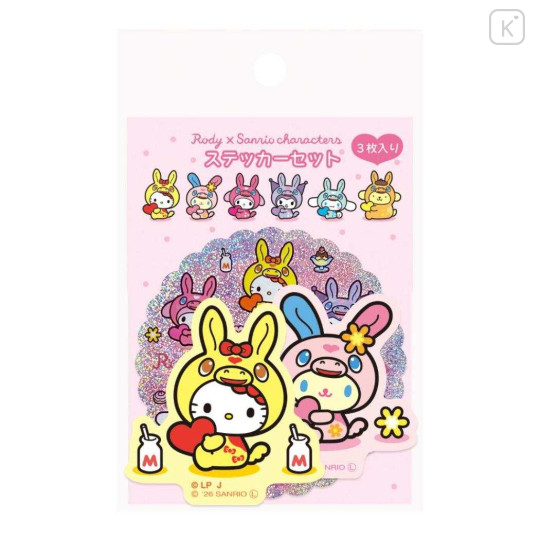 Japan Rody × Sanrio Die-Cut Sticker Set - Hello Kitty & Usahana - 1