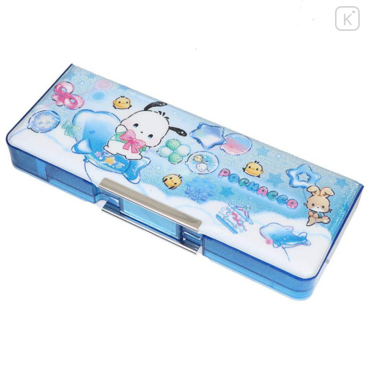 Japan Sanrio Double-opening Pencil Case - Pochacco : Floating Amusement Park Blue - 1